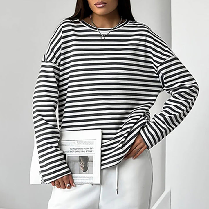 Damer Casual Langærmet T-shirt med stribet design og komfortabel pasform Stilla