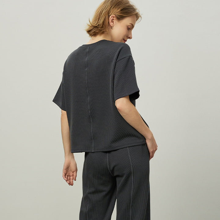 Dame afslappet oversized sports t-shirt i åndbart strukturstof Stilla