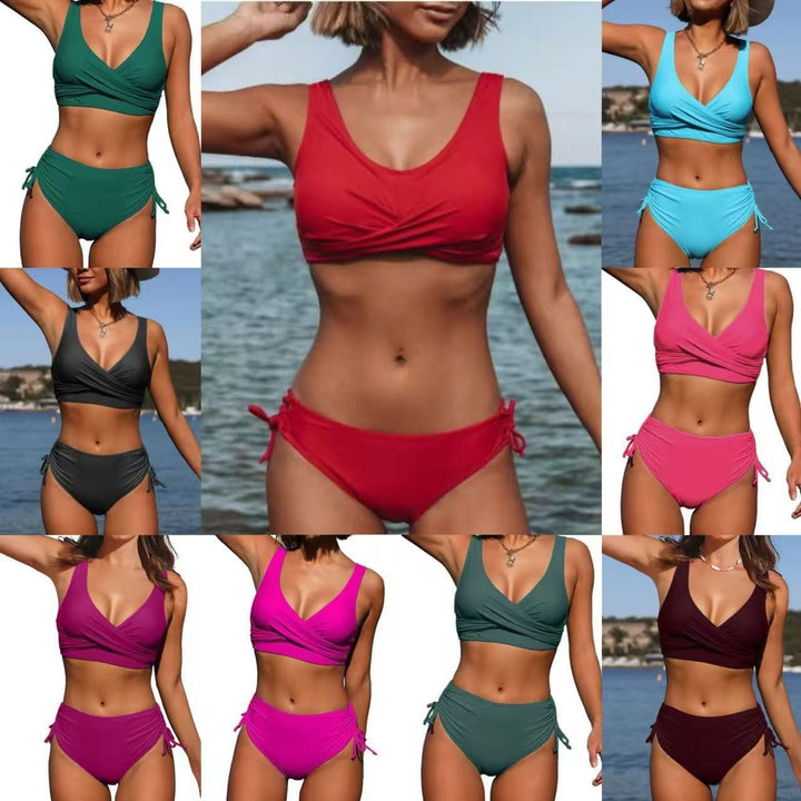 Dame høj taljeret bikini med indpakningstop Skovae