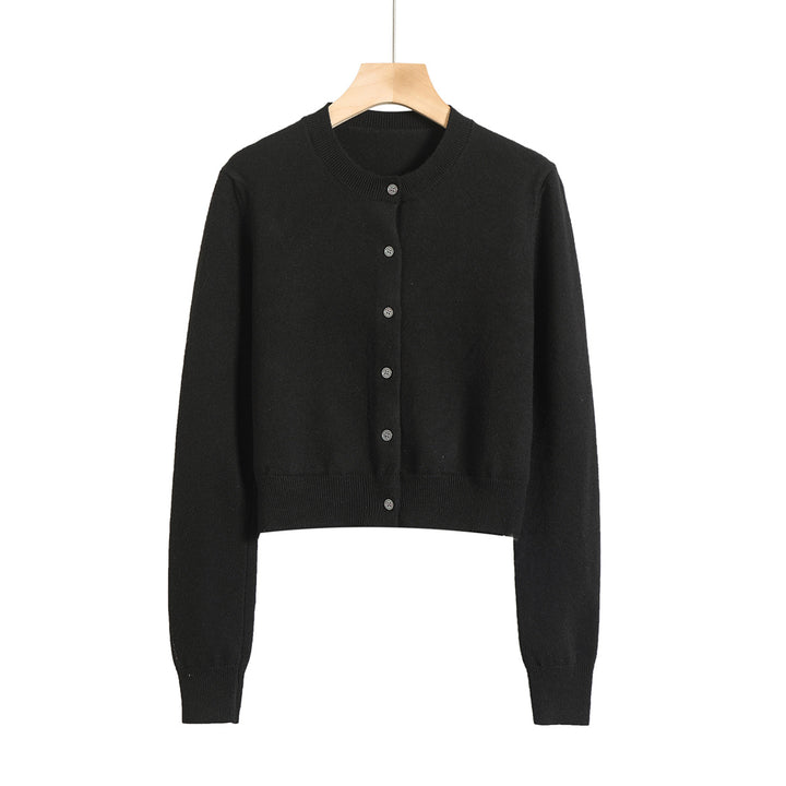 Dame Cropped Strikjakke med elegant knaplukning og blødt materiale Stilla