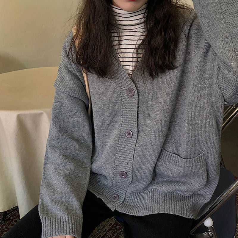kvinders afslappede strikket cardigan med dekorative knapdetaljer og oversized pasform Stilla