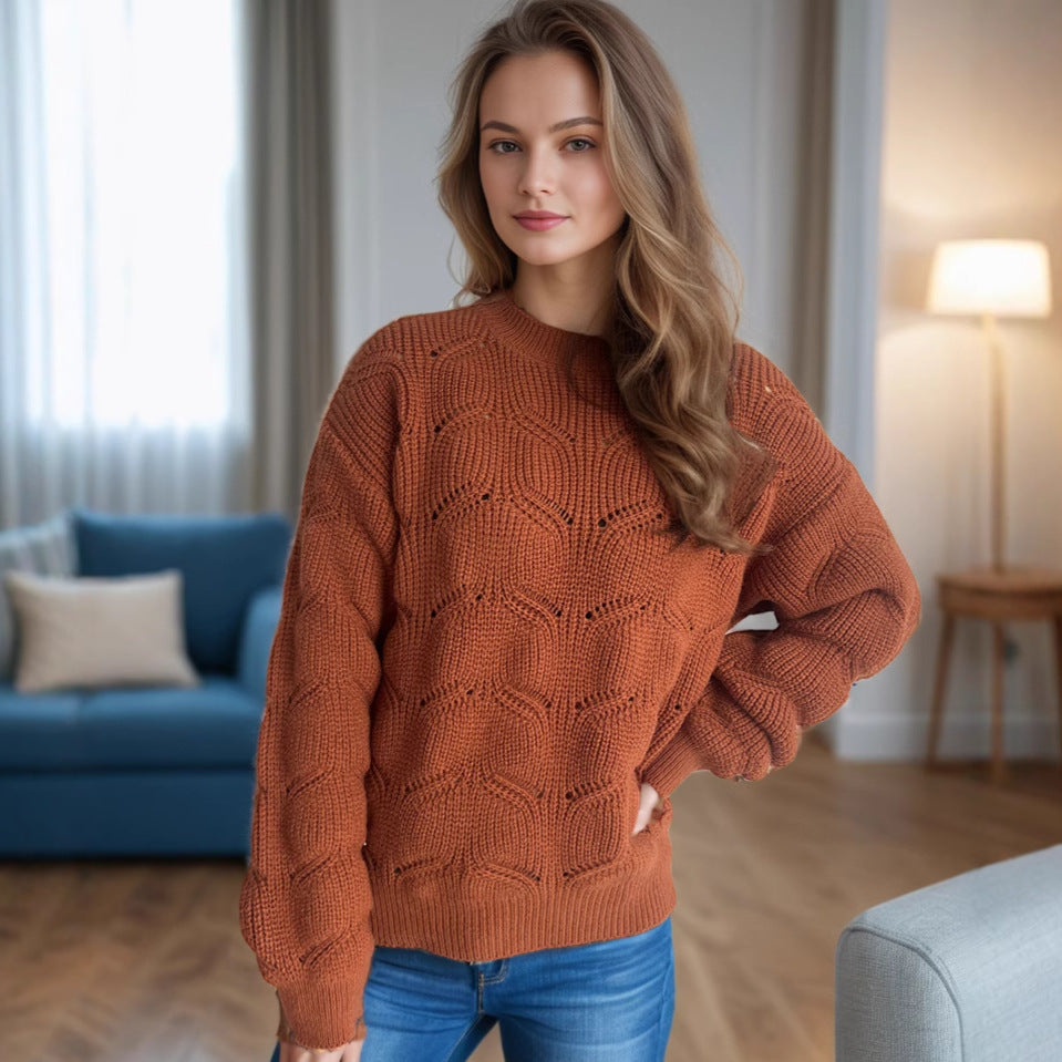 Kvindernes chunky striktrøje med tekstureret kabelmønster og oversized pasform Stilla