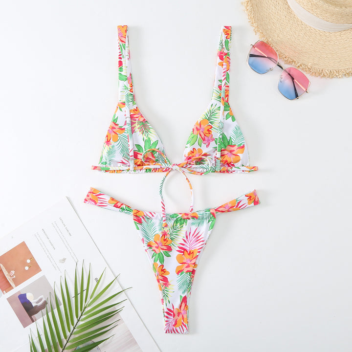 Femme Justerbar Triangle-Bikini-Sæt med Rynke-Detaljer Stilla