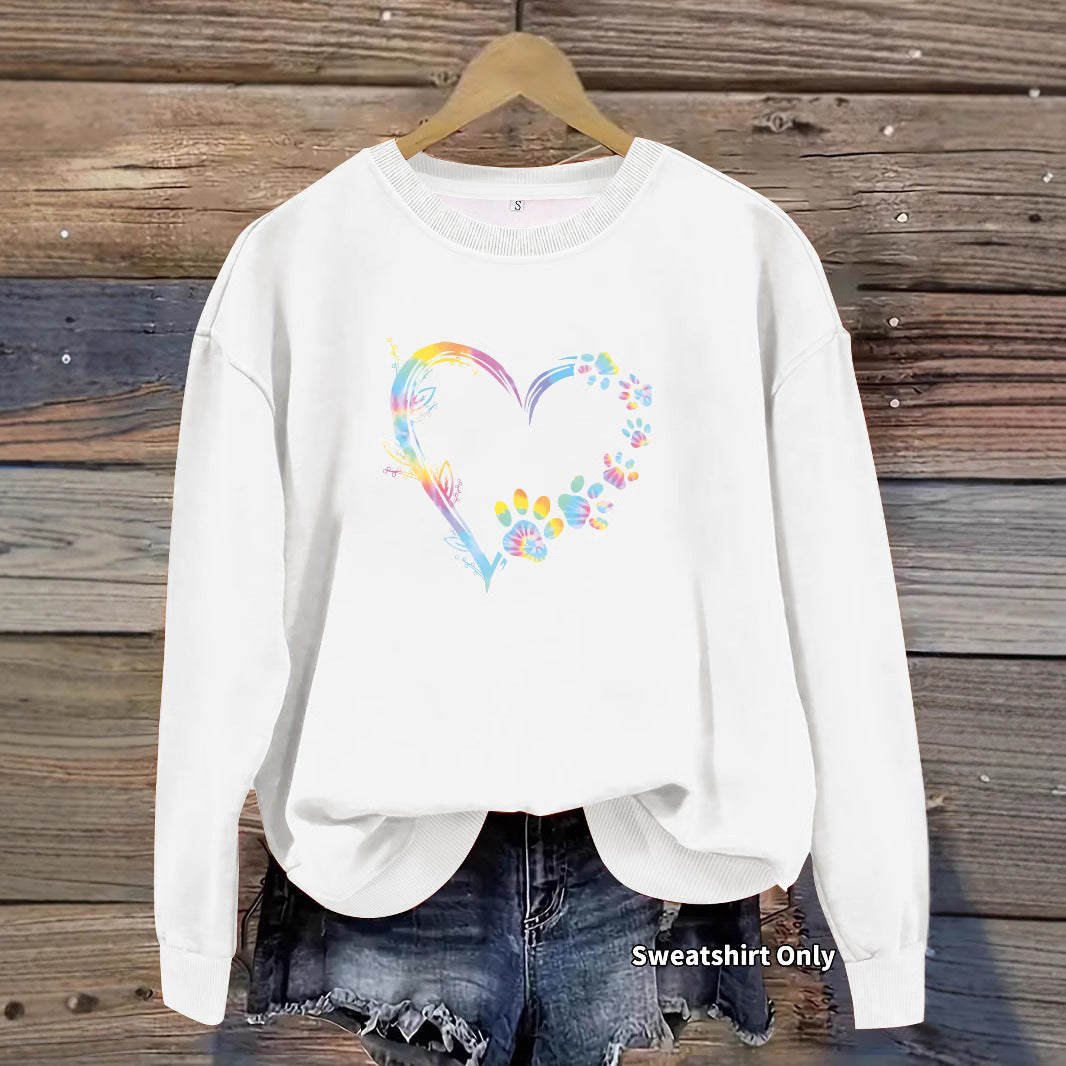 Kvinders sweatshirts med blomsterhjerte design og behagelig pasform Stilla