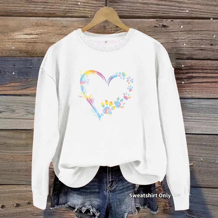 Kvinders sweatshirts med blomsterhjerte design og behagelig pasform Stilla