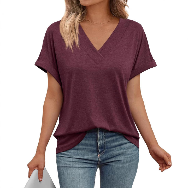 Dame Relaxed Fit V-Hals T-Shirt Stilla