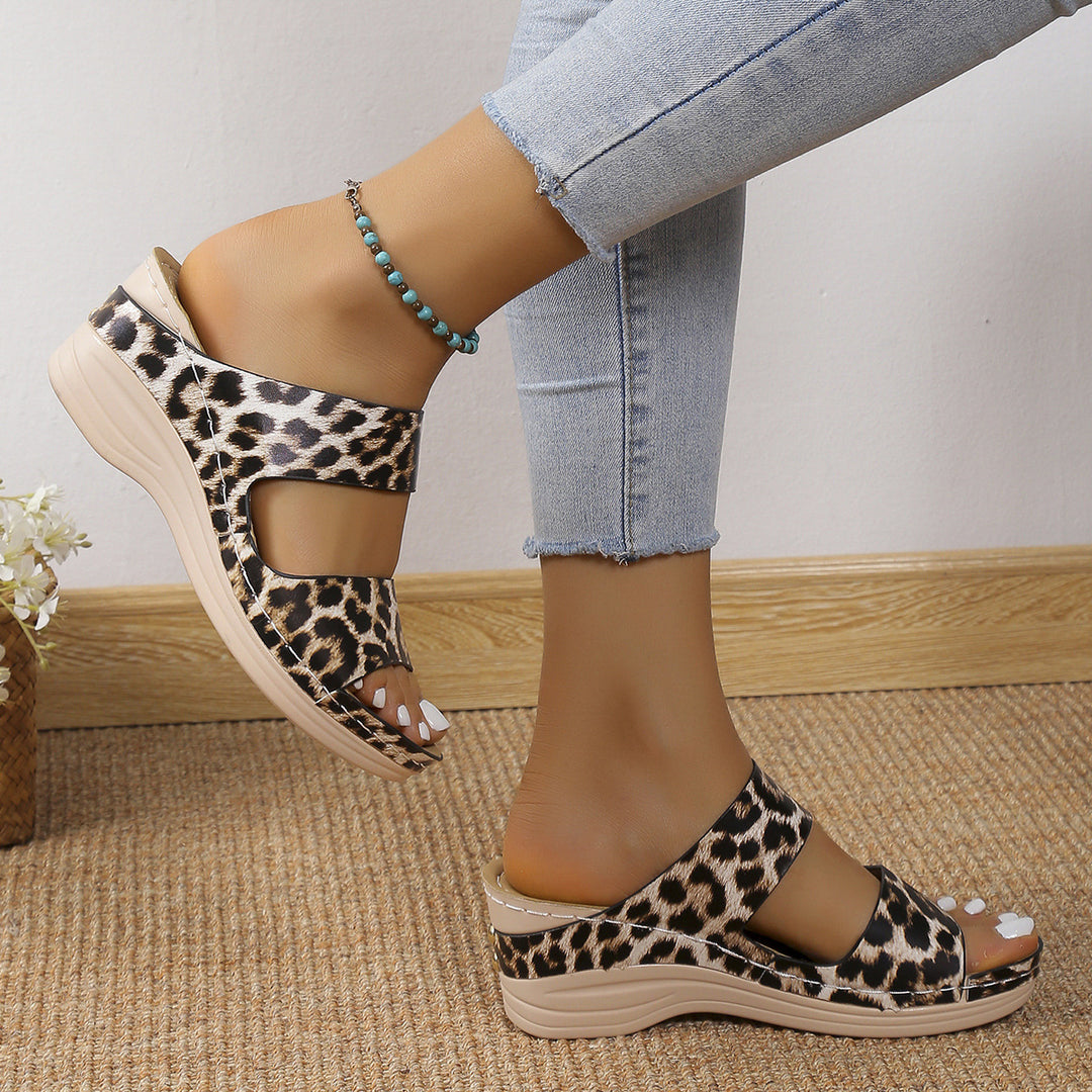 Dame elegante Wedge-sandaler med Leo-mønster Stilla