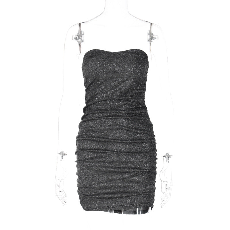 Dame figursyet Minikjole med raffineret draperingseffekt og skinnende finish Stilla