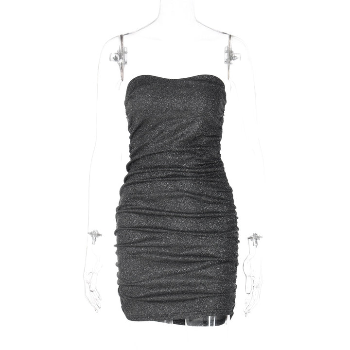 Dame figursyet Minikjole med raffineret draperingseffekt og skinnende finish Stilla