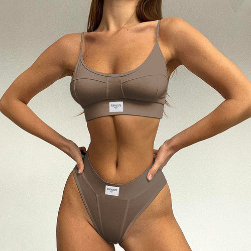 Dame komfortabelt Sports-BH- og High-Waist-trusse-sæt Skovae