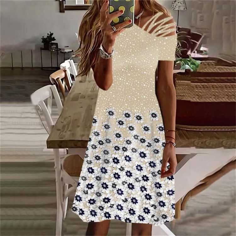 Dame Floral Print Høj-Lav Kjole Stilla