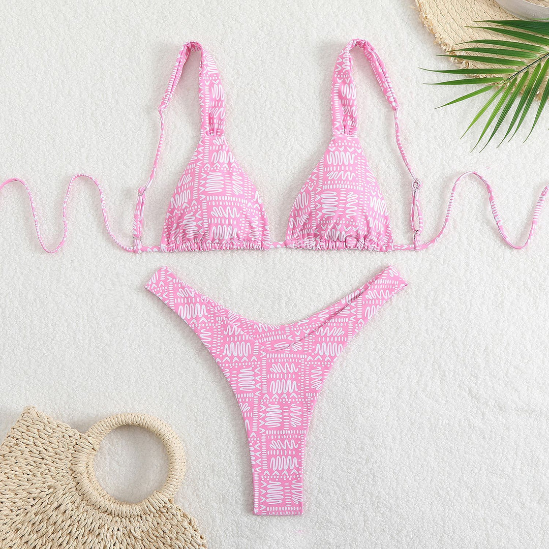 Dame bikini-sæt med glædeligt blomsterdesign og justerbare stropper Stilla