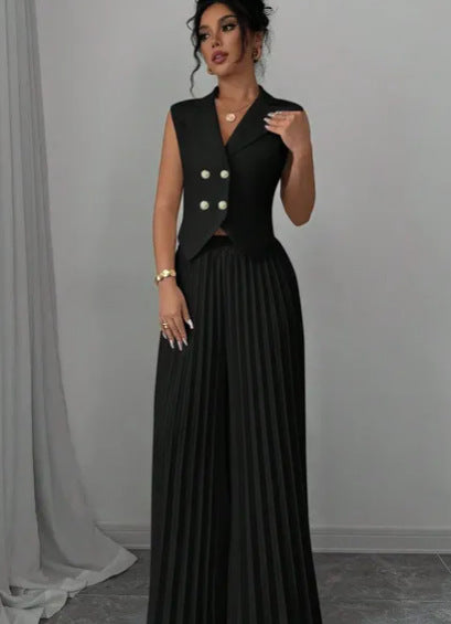 Dame designer-vest med plisserede bukser Stilla