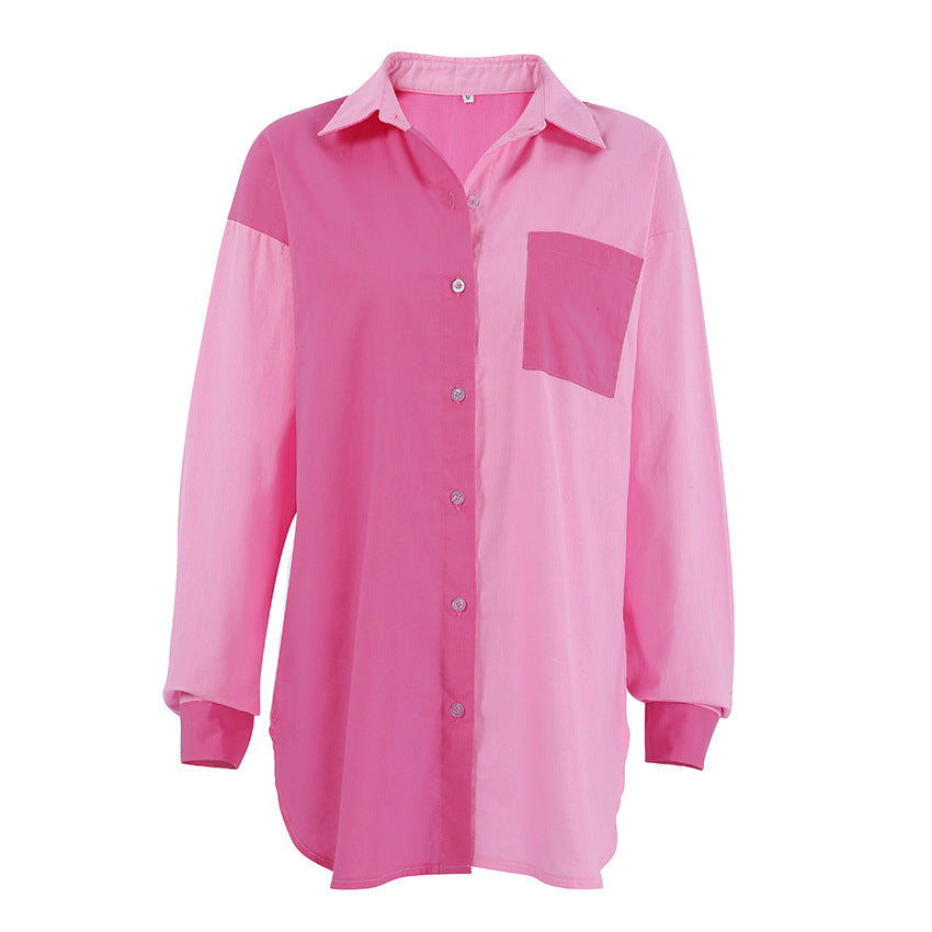 Dame Oversized Bluse med farvede blokdetaljer og moderne pasform Stilla