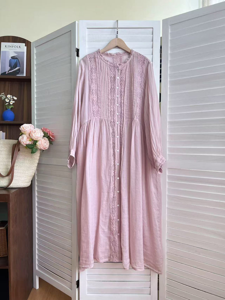 Femme Boho Maxi Kjole med kompliceret blonde Detalje Stilla