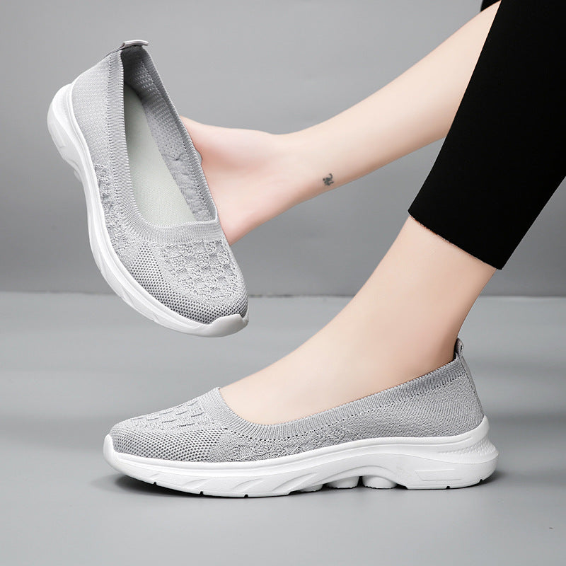 Dame nan Hybrid-Ballerina-Sneaker med sømløst strikket overmateriale, ergonomisk komfortfodbed og skridsikre såler Skovae