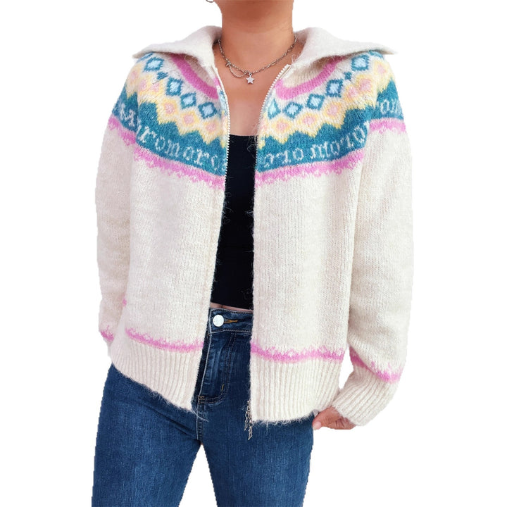Kvinders cardigan med blomsterprint og moderne lynlås Stilla