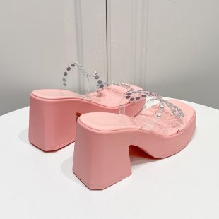 Dame Plateau-sandaler med glitrende remme og moderne blokhæl Stilla
