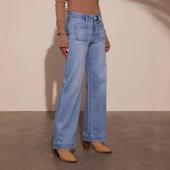 Dame brede jeans med høj talje og iøjnefaldende lommer Stilla