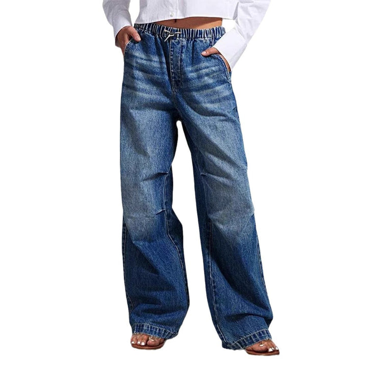 Dame brede denimbukser med elastisk talje og afslappet pasform Stilla