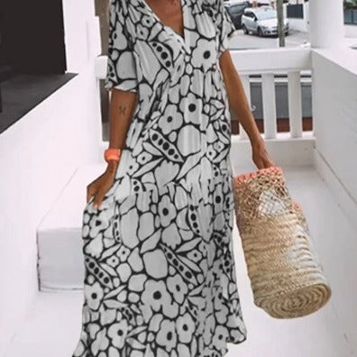 Dame Maxikjole med blomstret design Stilla