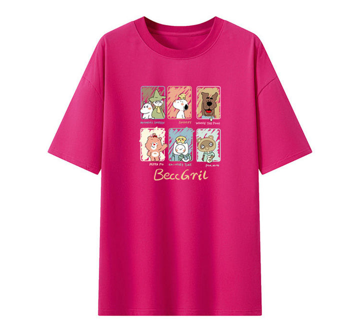 Dame T-shirt med kunstnerisk dyremotivtryk og løs pasform Stilla