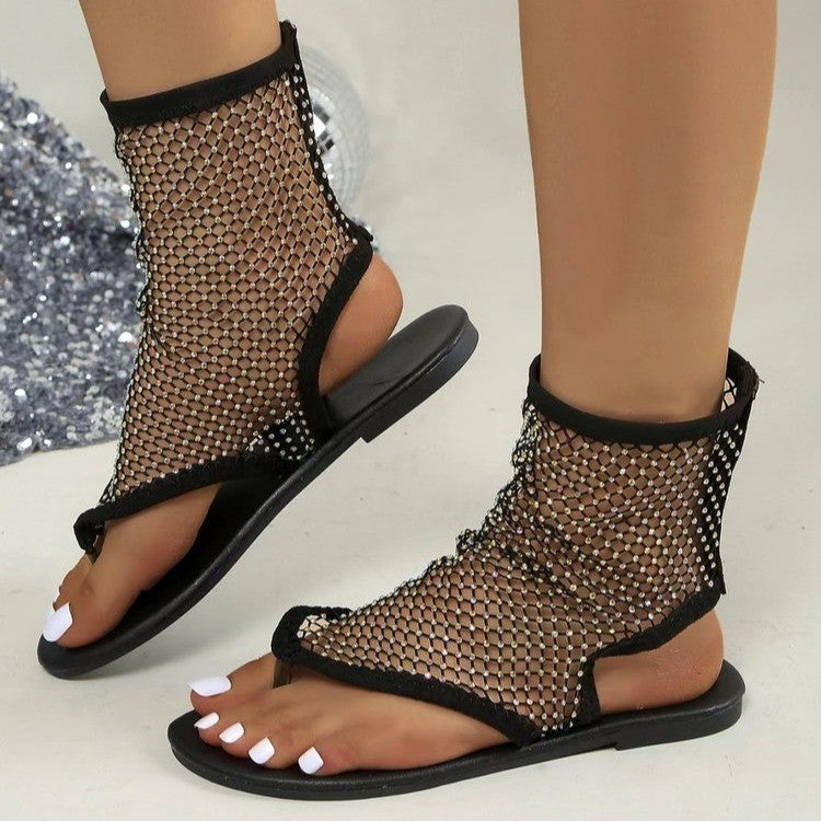 Dame elegante sandaler med funklende net-design og komfortabelt fodseng Stilla