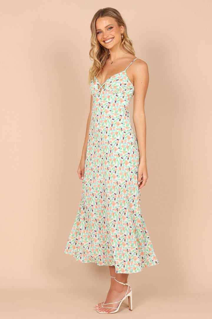 Dame Floral Print Cami Kjole med Krydsdetalje Stilla