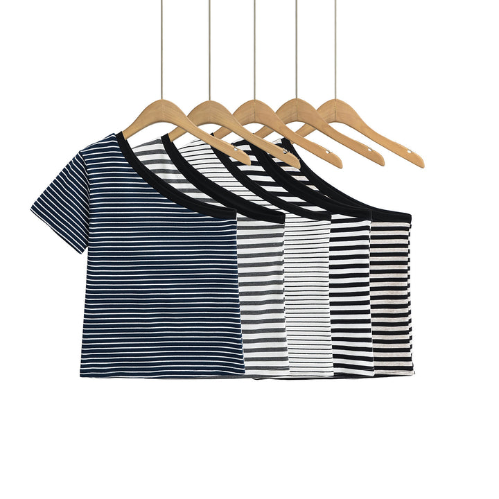 Dame asymmetrisk stribetop Stilla