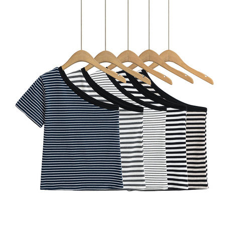 Dame asymmetrisk stribetop Stilla