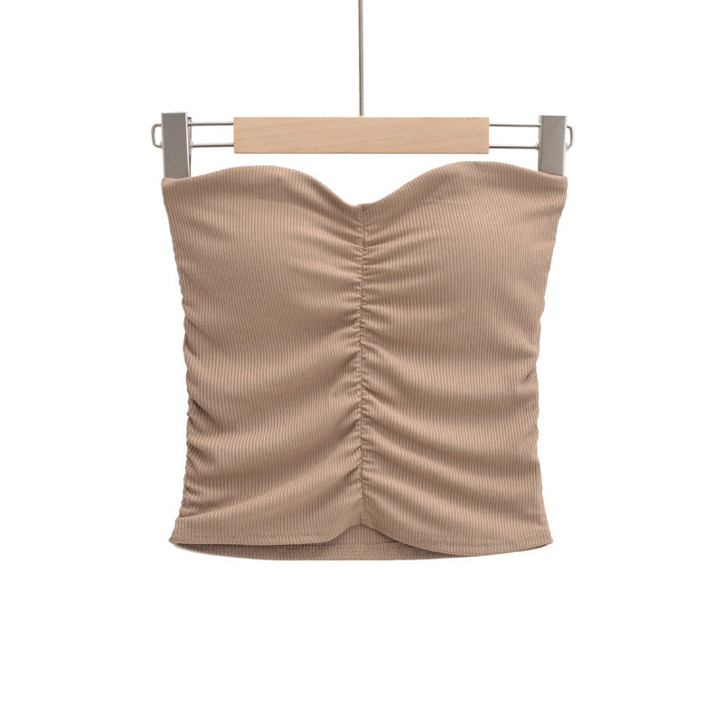Dame Crop-Top med hjerteformet udskæring og struktureret materiale Stilla