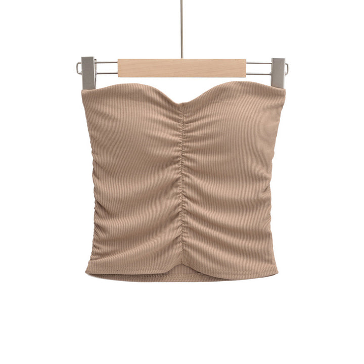 Dame Crop-Top med hjerteformet udskæring og struktureret materiale Stilla
