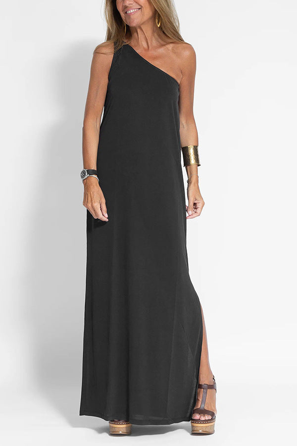 Dame Maxi kjole med asymmetrisk snit og elegant slids Stilla