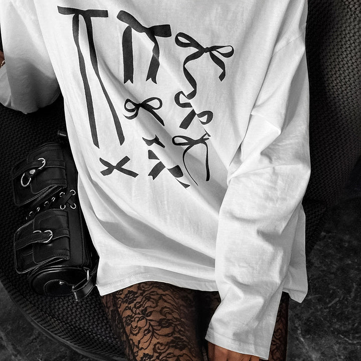 Dame sweatshirt med moderne sløjfe-print og afslappet pasform Stilla