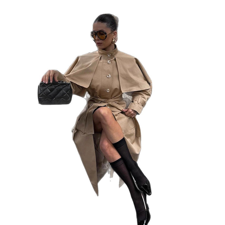 Damer elegant trenchcoat med asymmetrisk kappe Stilla