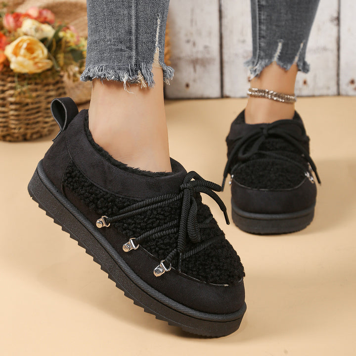 Dame Fluffy Sneakers med varmt indvendigt foer og trendy snørredesign Stilla