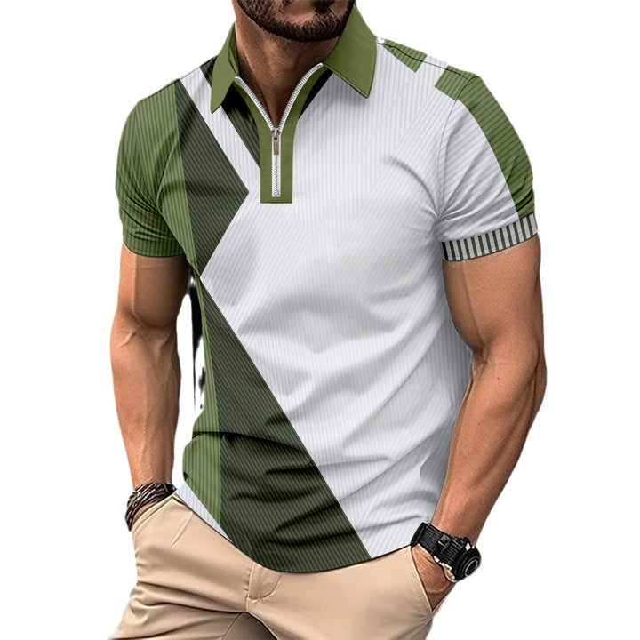 Herren Korteærmet Poloshirt med moderne grafikdesign og sportslig lynlås Stilla
