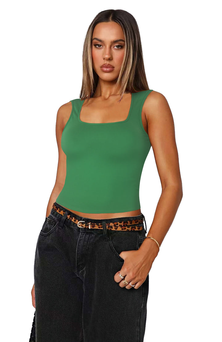 Dame figurtilpasset Crop-Top med firkantet udskæring og brede stropper Stilla