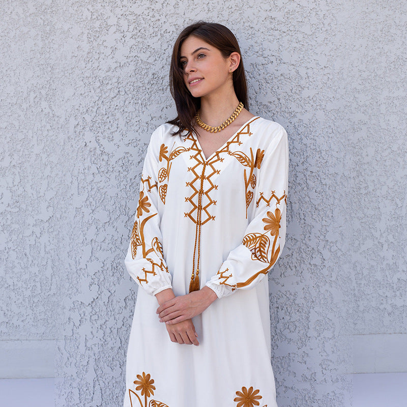 Dame Kaftan med kunstnerisk kant og afslappet snit Stilla