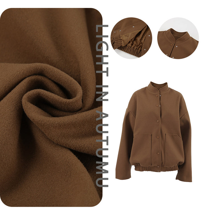 Dame Oversized Fleecejakke med trykknaplukning og sidelommer Stilla