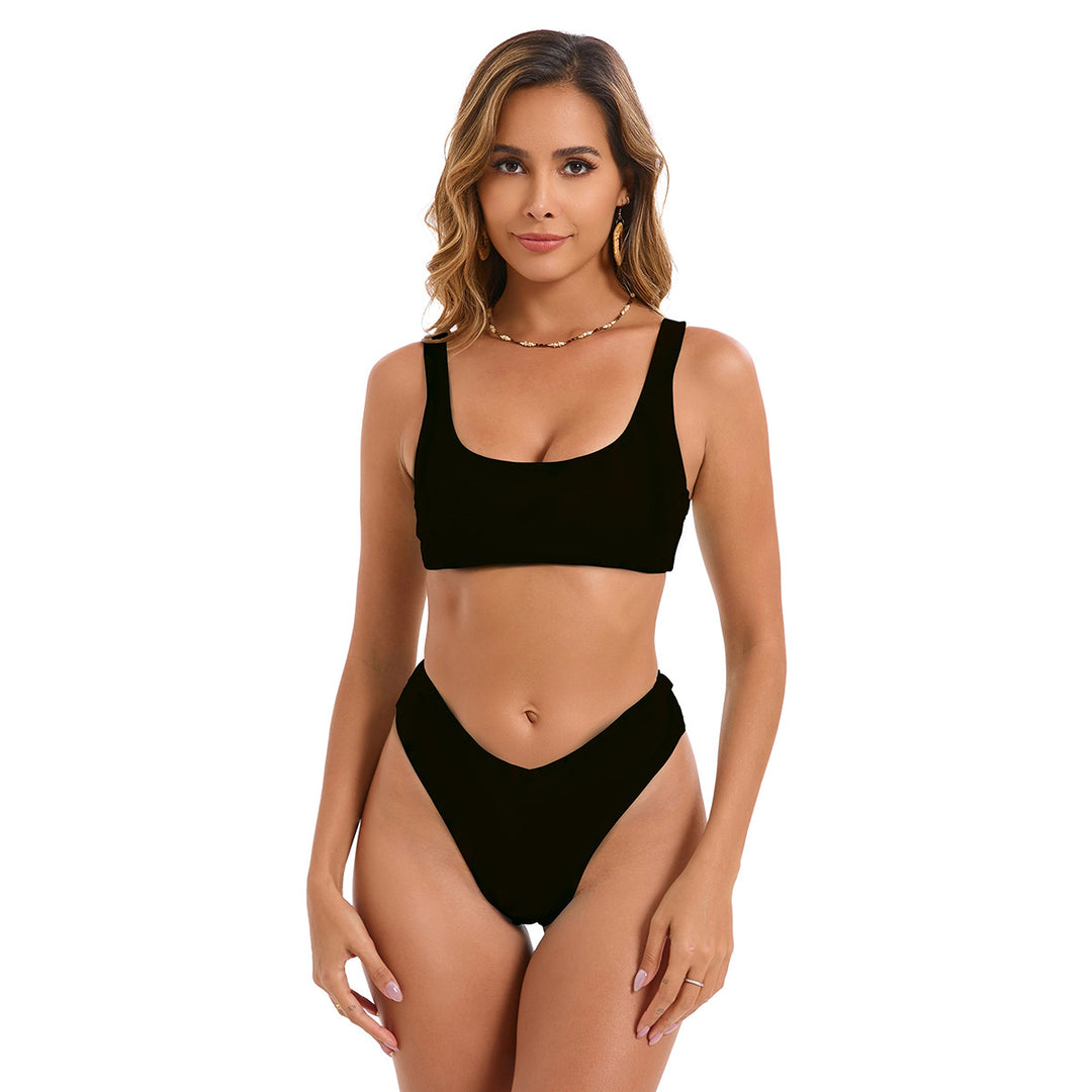 Dame bikini-sæt med trendy geometrisk design og høj benudskæring Stilla