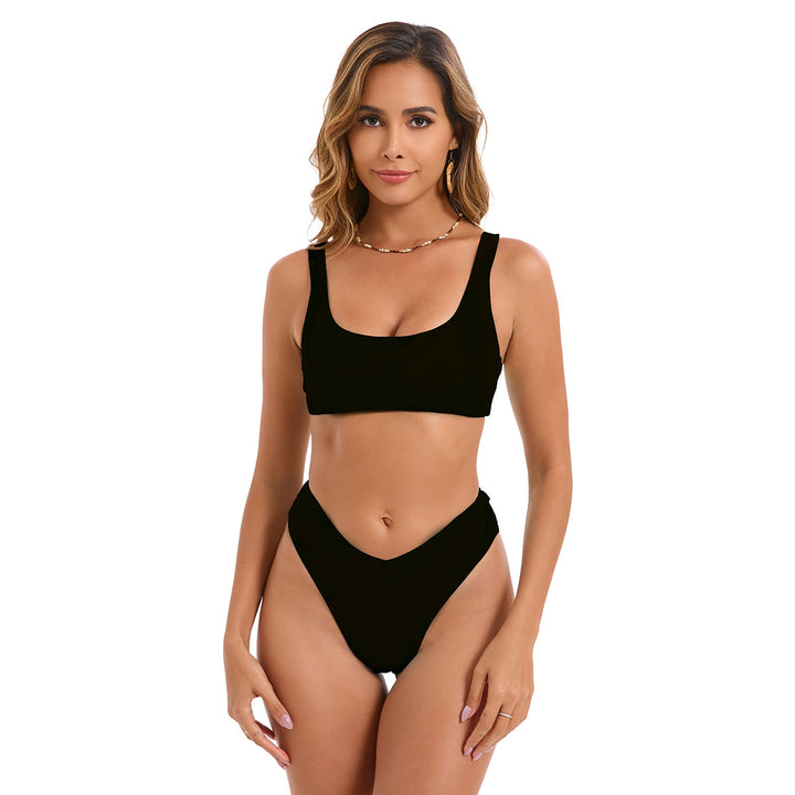 Dame bikini-sæt med trendy geometrisk design og høj benudskæring Stilla