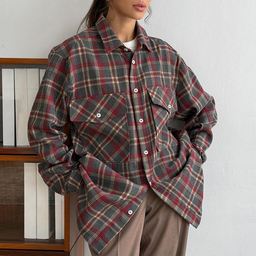 Dame store størrelser flannel skjorte Stilla