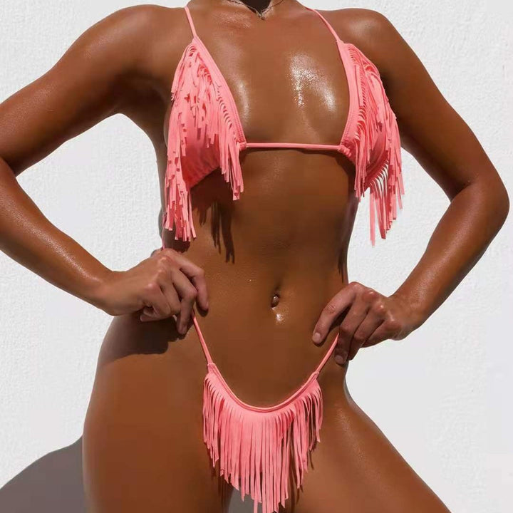 Dame Frynse Bikini-Sæt med dyb V-hals og justerbare stropper Stilla