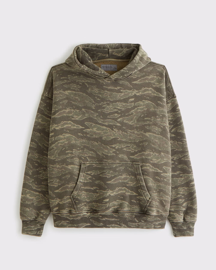 Unisex nan loose hoodie sweat med diskret blæremønster, dobbelt hætte uden snøre og kengurulomme Skovae