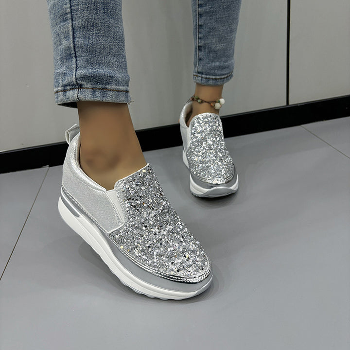 Dame Slip-On Sneakers med glitrende glimmerdesign og komfortabel sål Stilla