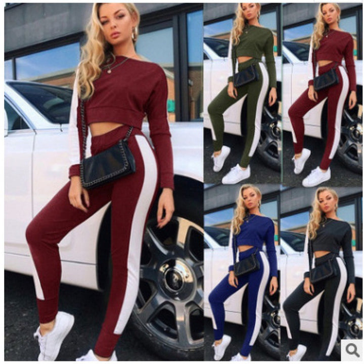 Kvinders sporty fritidssæt med crop top og tætsiddende bukser Stilla