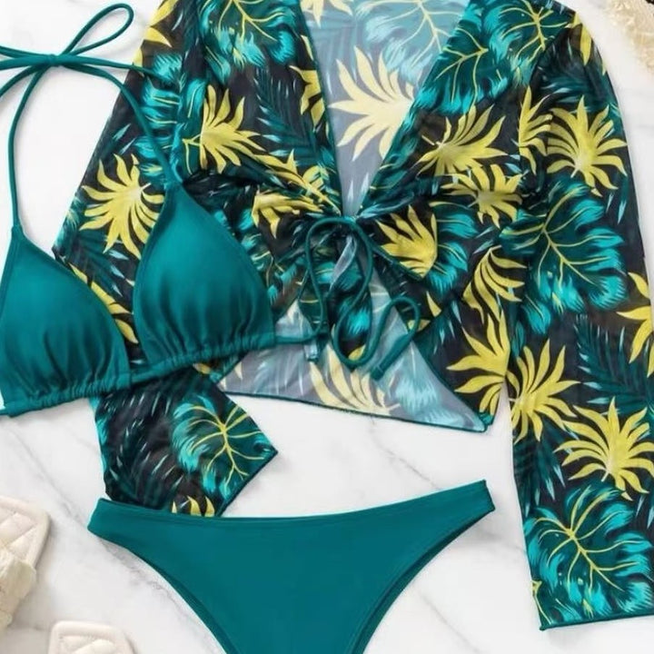 Dame bikinisæt med afslappet blomster-overlay og justerbare stropper Stilla