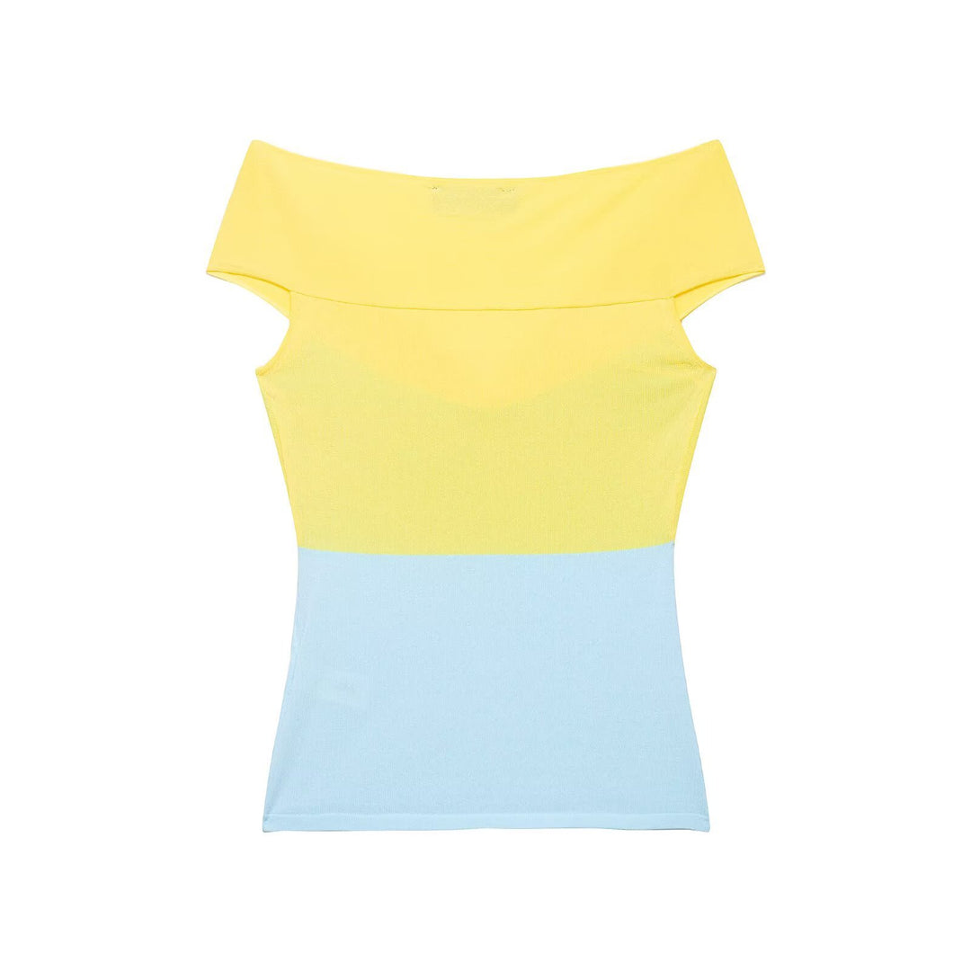 Dame Off-Shoulder Top med knude-detalje og farvegradient Skovae