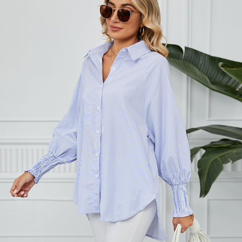 Damer casual oversized skjorte med striber Stilla